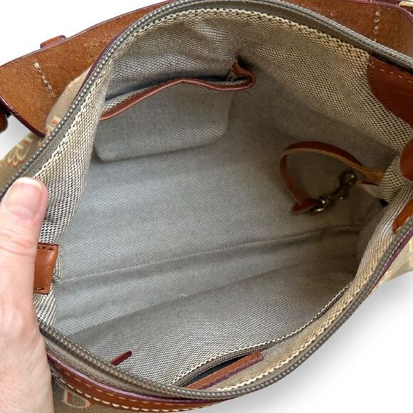 Dooney & Bourke Brown Monogram Hobo Bag and Donney Charm - Picture 11 of 14